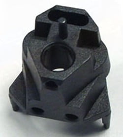 Precision molded optical lens holder.